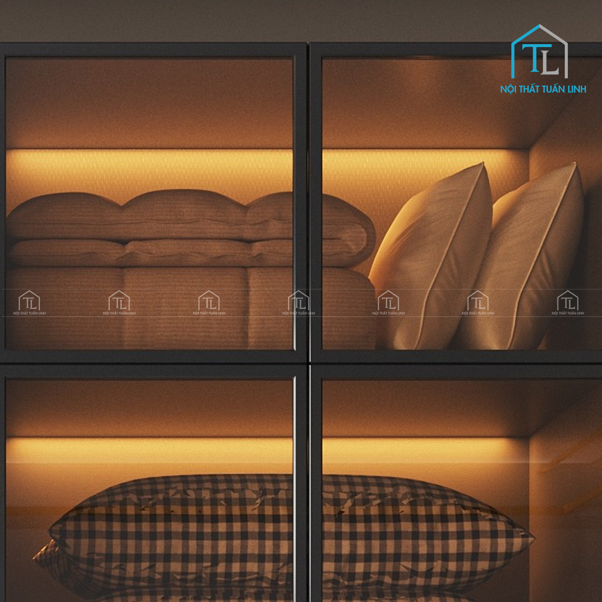 Tủ quần áo gỗ MDF cánh kính màu xám phong cách hiện đại