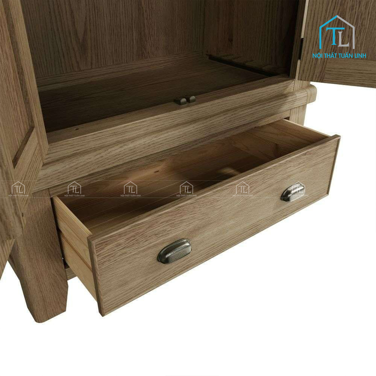 Tủ quần áo gỗ sồi 2 cánh thiết kế sang trọng