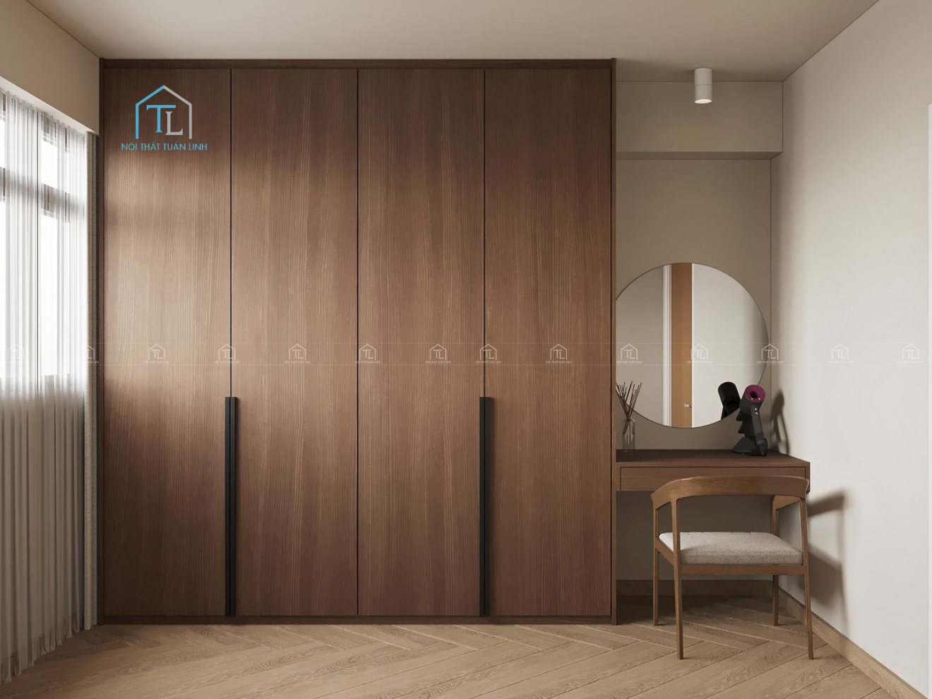 Tủ quần áo phòng ngủ hiện đại thiết kế tối giản