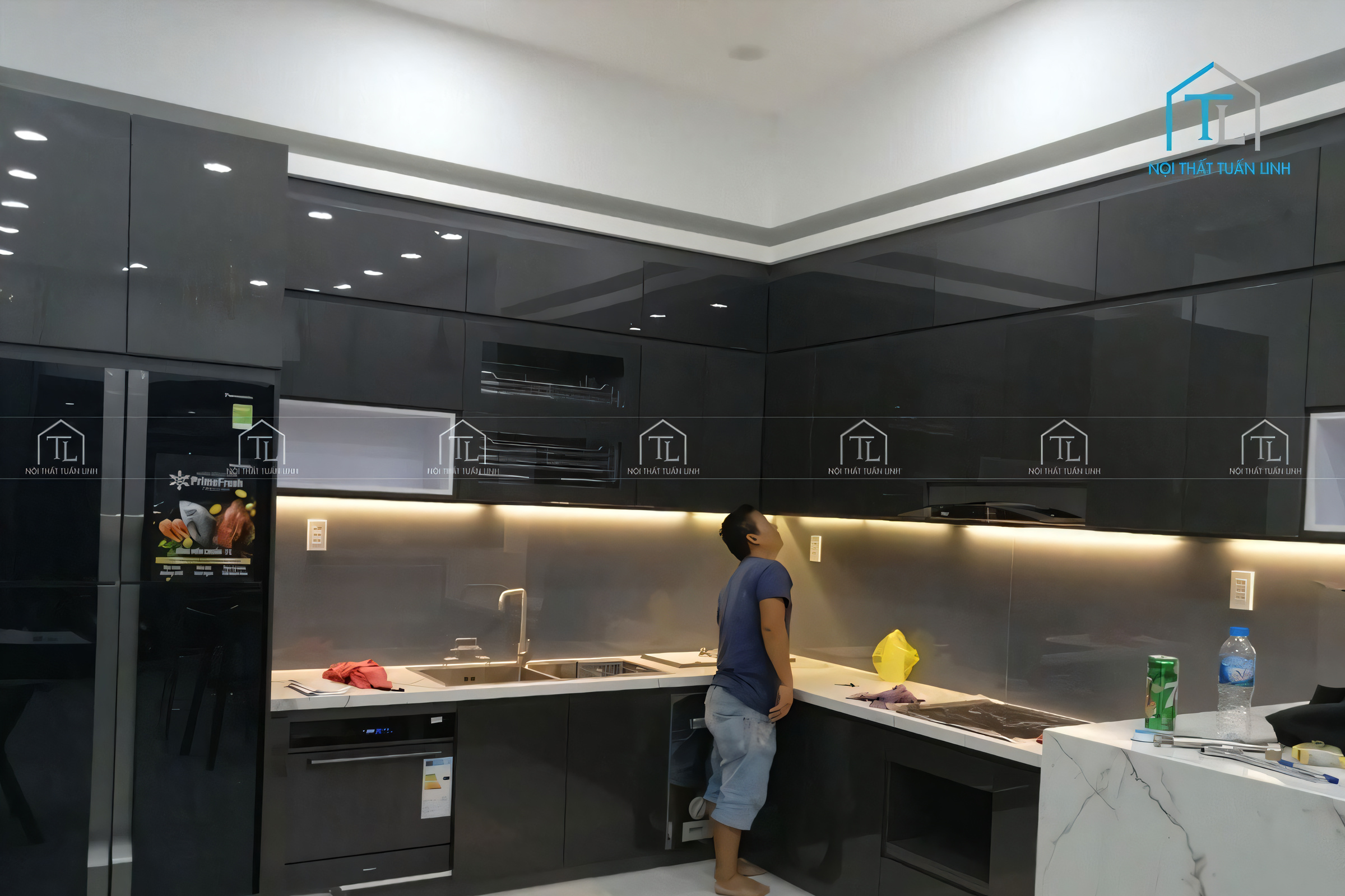 Tuấn Linh chuyên thiết kế thi công tủ bếp với kích thước tiêu chuẩn đảm bào
