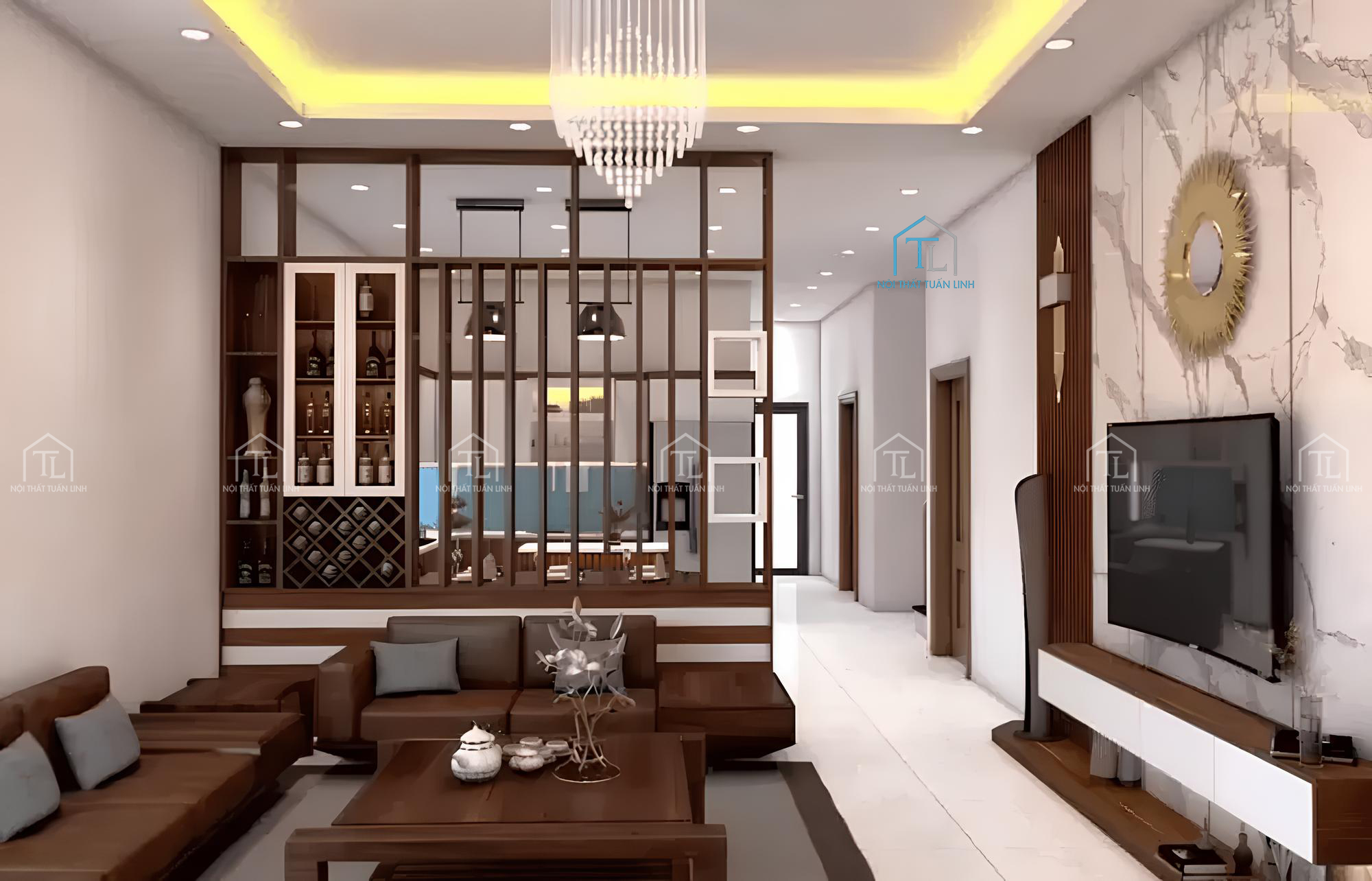 Tuấn Linh thi công vách phòng khách