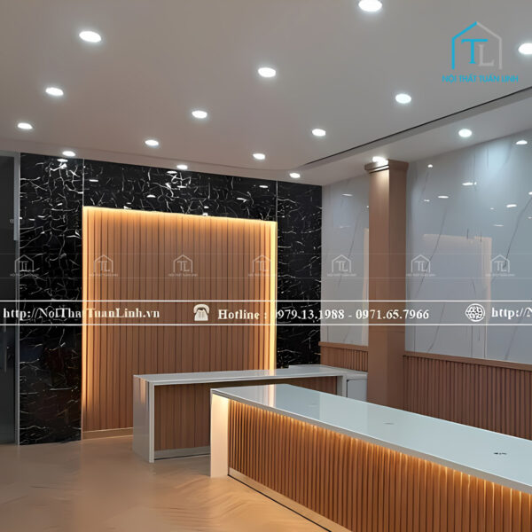 Thiết kế quầy lễ tân văn phòng ấn tượng