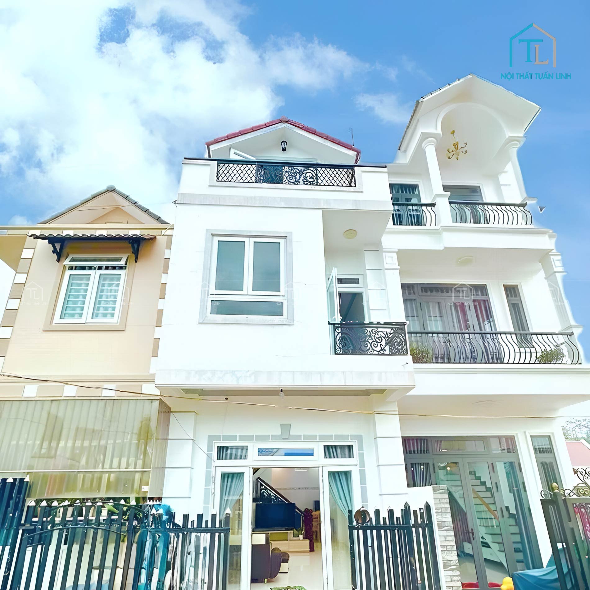 Thi công thiết kế nhà phố đẹp quy mô 3 tầng 1 bếp 3 phòng ngủ 1 phòng khách