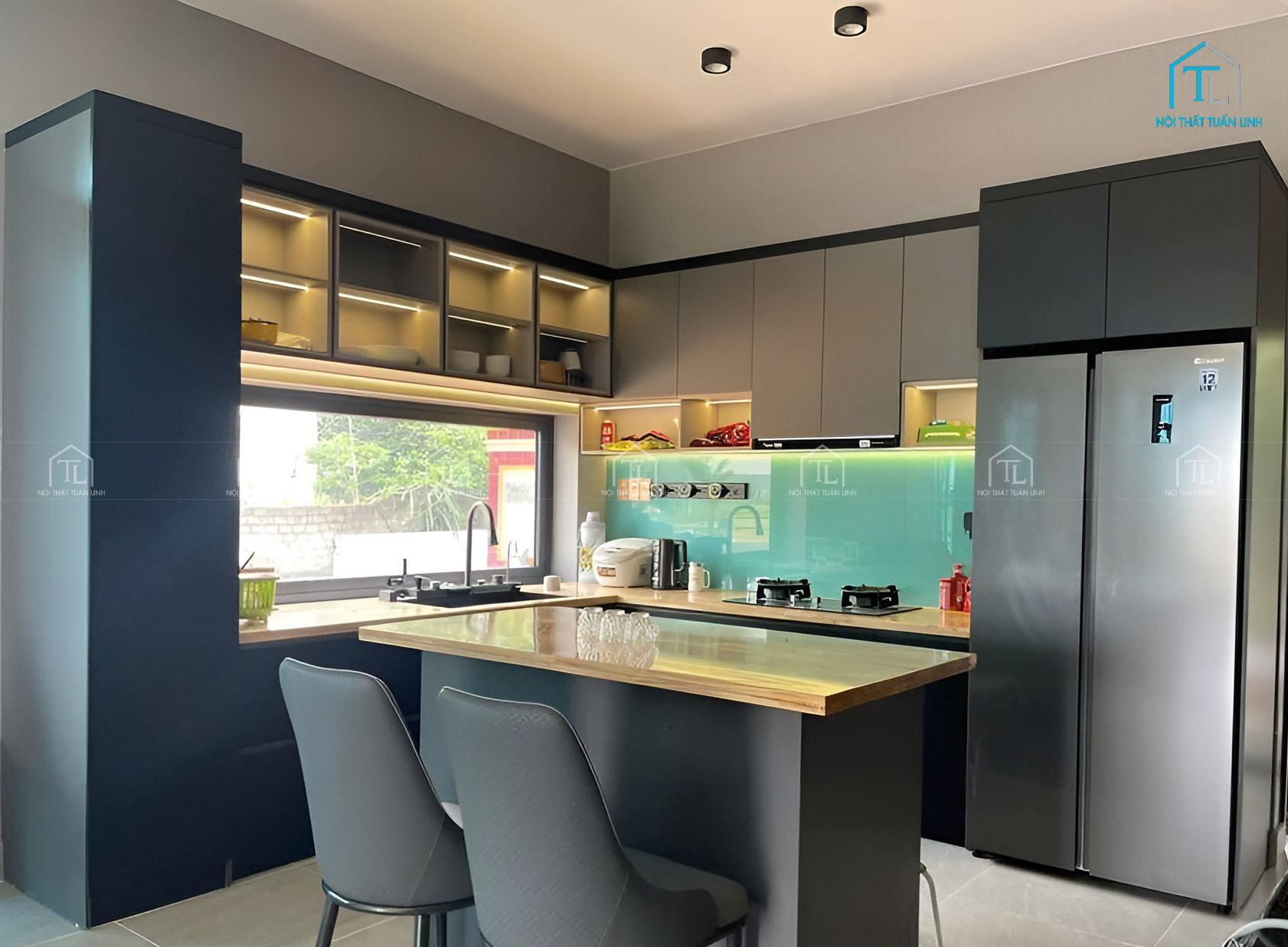 Thiết kế thi công nội thất tủ bếp nhà phố căn hộ tại Bình Dương