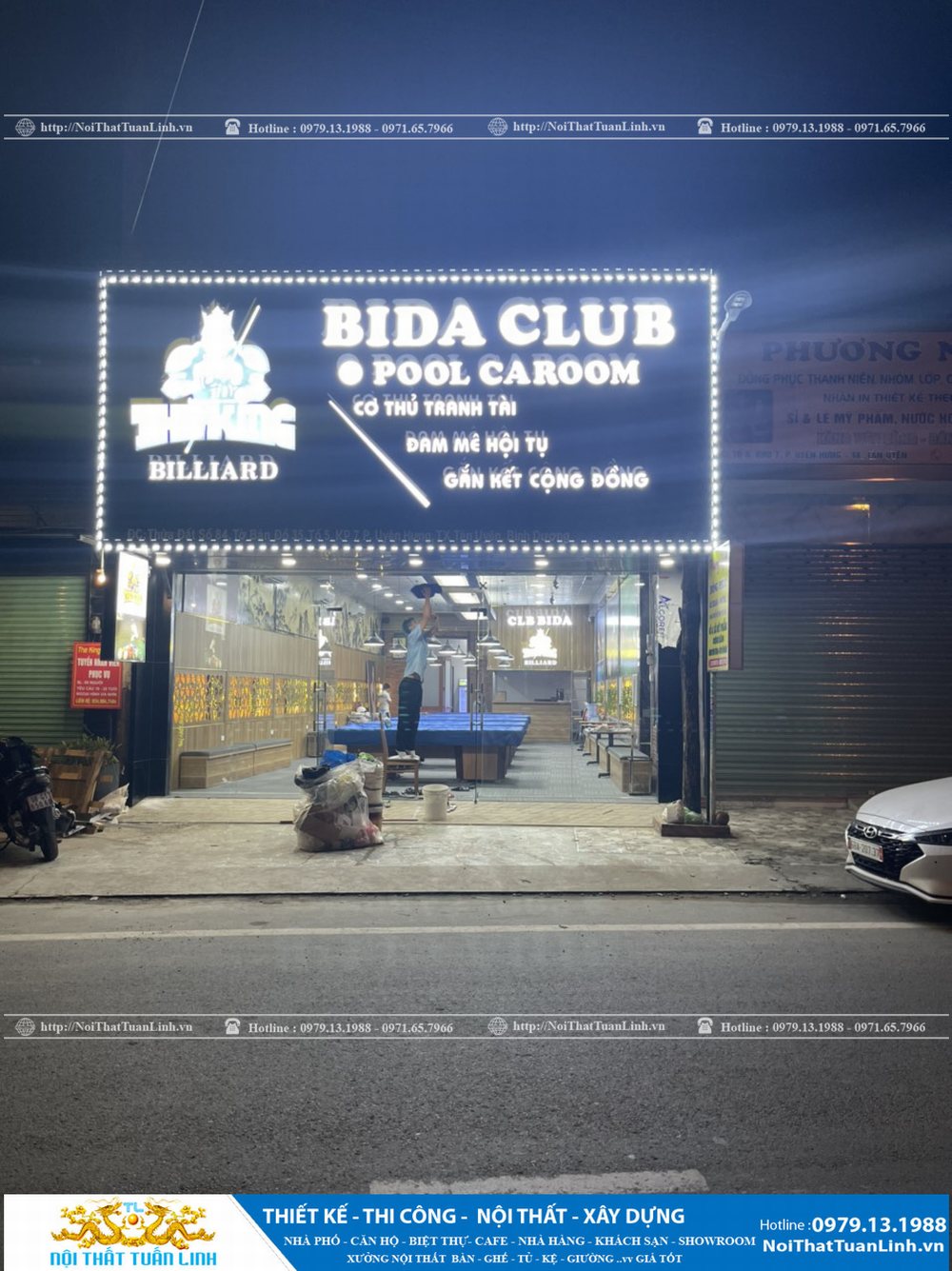 Thiết kế và thi công nội thất bida club Pool Caroom