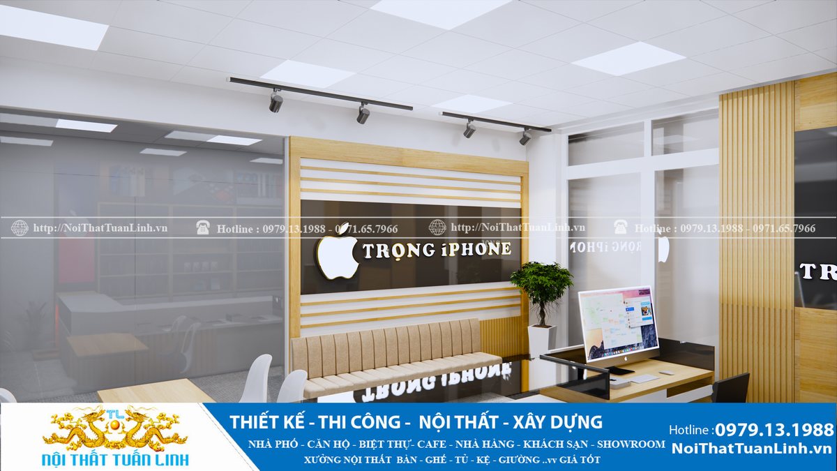 Thiết kế và thi công showroom cửa hàng điện thoại Trọng Iphone