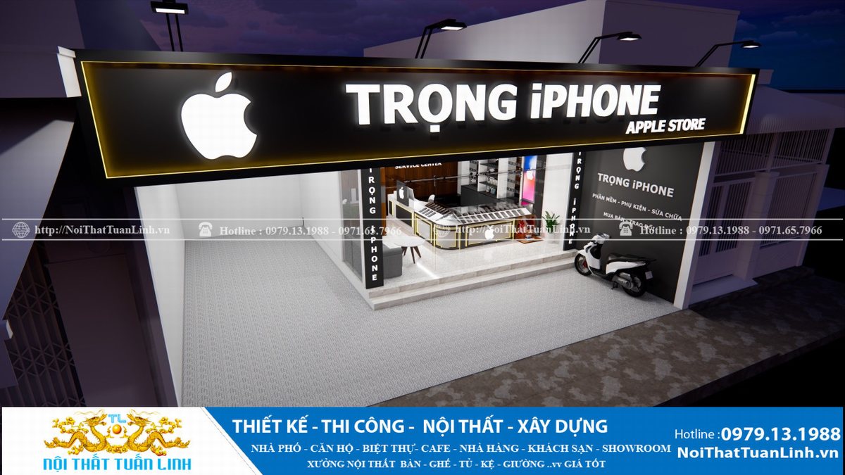 Thiết kế và thi công showroom cửa hàng điện thoại Trọng Iphone