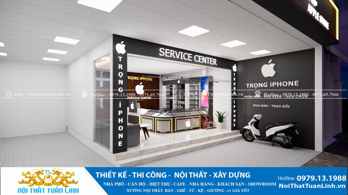 Thiết kế và thi công showroom cửa hàng điện thoại Trọng Iphone